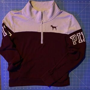 PINK Victoria's Secret Maroon and White Pullover
